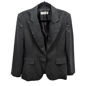 Tahari Arthur S Levine Black Striped Business Career Blazer Suit Jacket Size 14
